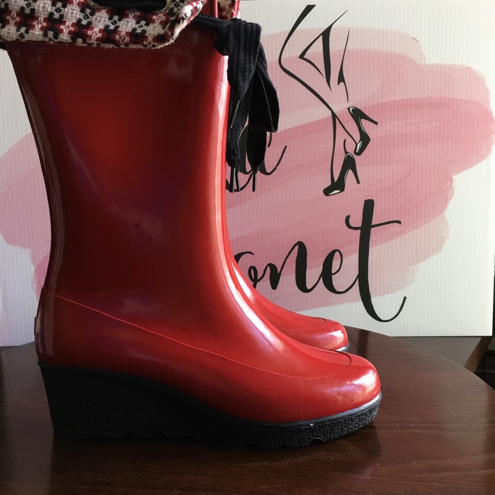 Sperry Top Sider Red Checkered Top Rain Boots!👢